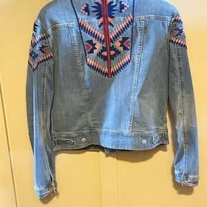 Women’s Denim Jacket with Native American Embroidery size L